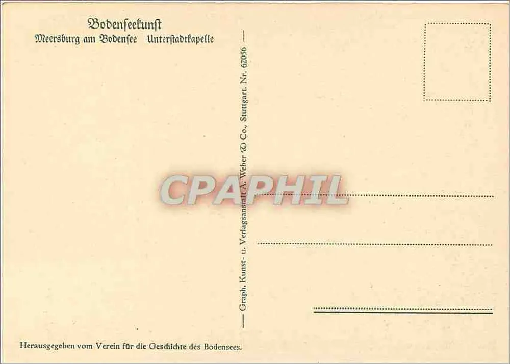 Intérieur de l'église Sainte-Marie — Meersburg am Bodensee — Graph. Kunst- u. Verlagsanstalt A. Weier & Co., Stuttgart, n° 62956 - Verso