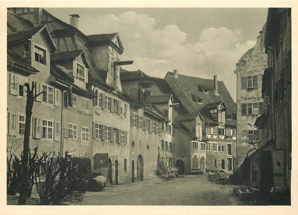 Meersburg am Bodensee — Vue de la Vorburggasse — Graph. Kunst- u. Verlagsanstalt A. Weber & Co., Stuttgart - Recto