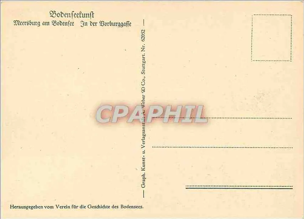Meersburg am Bodensee — Vue de la Vorburggasse — Graph. Kunst- u. Verlagsanstalt A. Weber & Co., Stuttgart - Verso