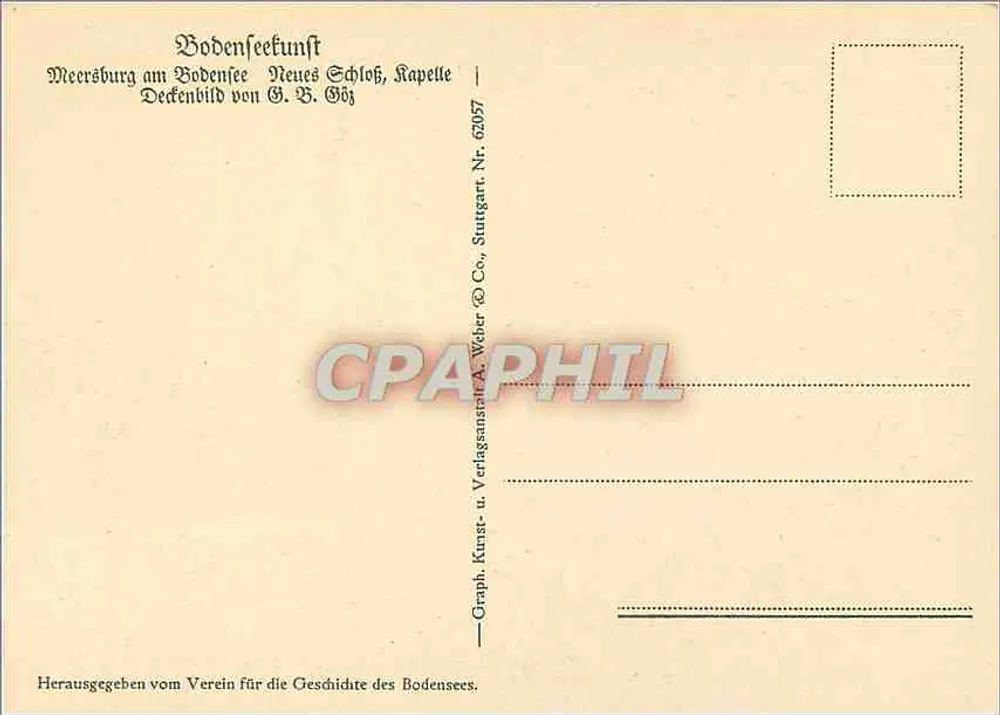 Meersburg am Bodensee — Décors de la chapelle du Nouveau Château — Graph. Kunst- u. Verlagsanstalt A. Weber & Co., Stuttgart - Verso