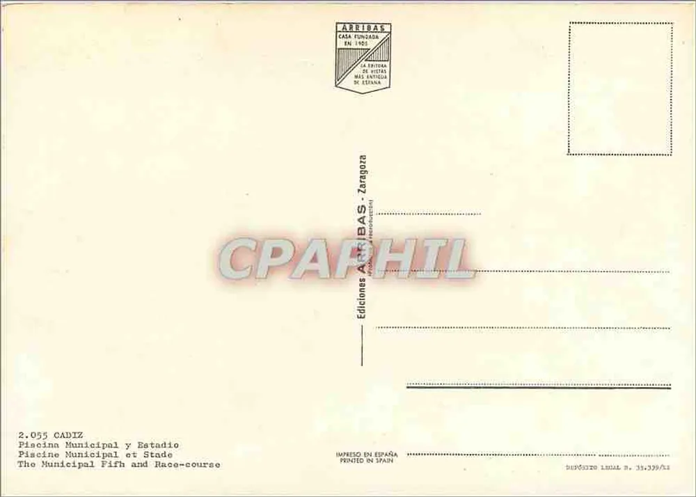 Municipale zwembad en stadion — Cadiz — Ediciones AREIBAS, Zaragoza - Achterkant