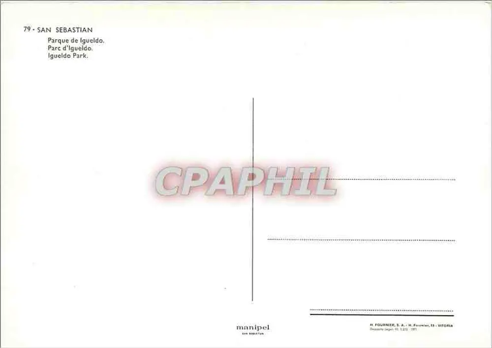 San Sebastián — Parque de Iguedo — editor Manipel, n°79 - Verso