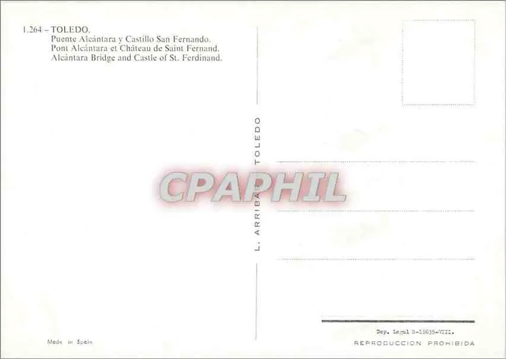 Toledo — Pont Alcántara et Château de Saint-Fernand — L. Arribas - Verso