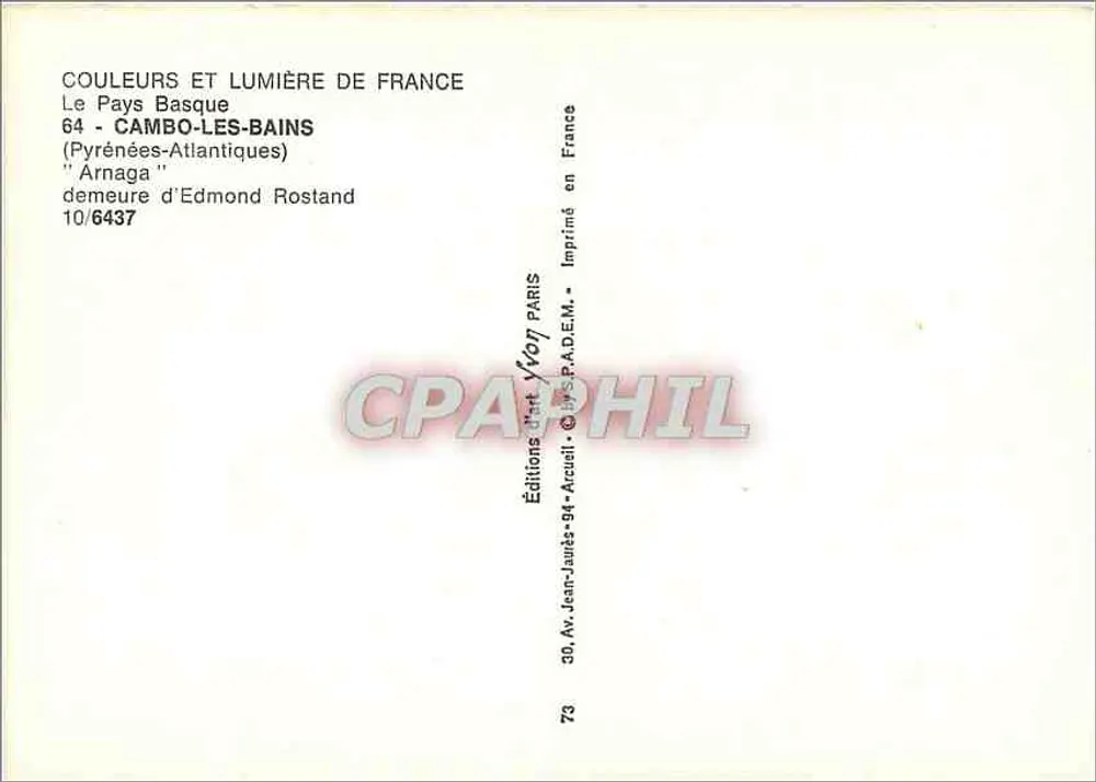 Cambo-les-Bains — 'Arnaga' — Éditions d'Art Yvon - Rückseite
