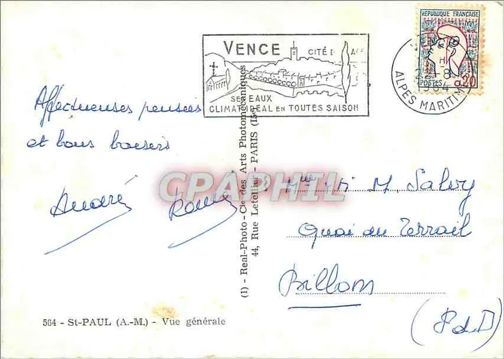 Saint-Paul-de-Vence — Vista geral — Real Photo dos Arts Photographiques - Verso