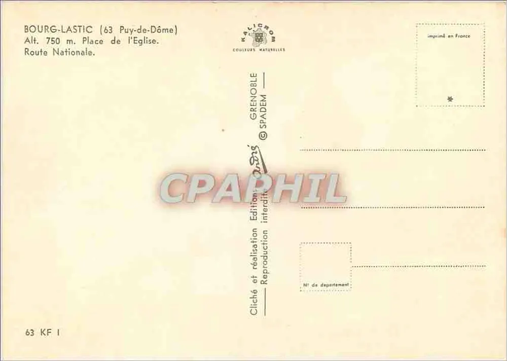 Bourg-Lastic — Place de l'Église — Editions Coupures Naturelles - Rückseite