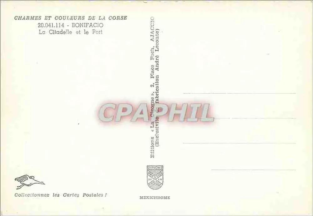 Bonifacio — Twierdza i Port — Wydawnictwo «La Corogne» - Rewers