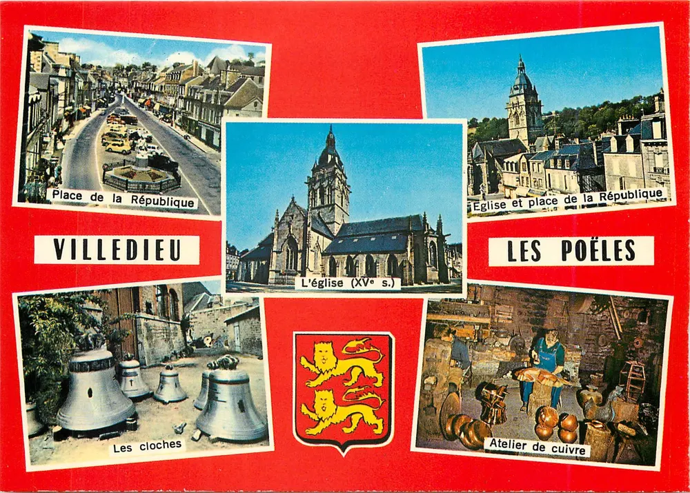 Villedieu-les-Poêles — Vista panorámica y monumentos — Edición Artiaud Frères - Anverso