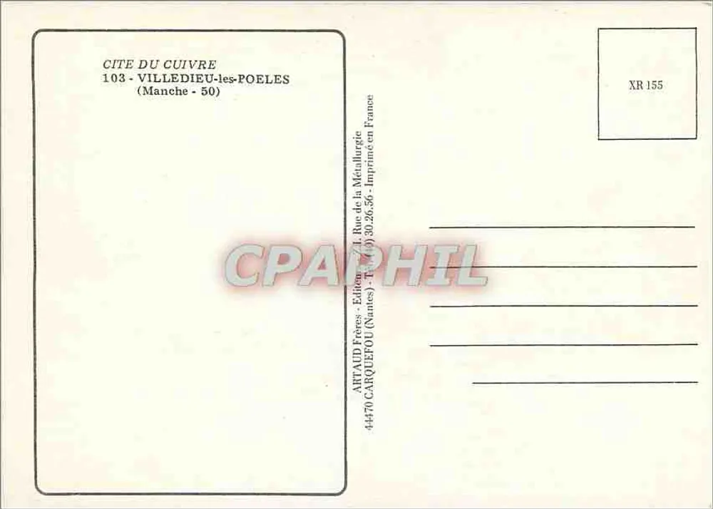Villedieu-les-Poêles — Vista panorámica y monumentos — Edición Artiaud Frères - Reverso