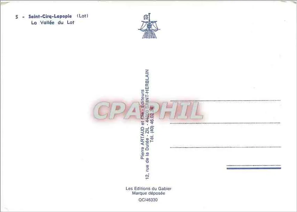 Saint-Cirq-Lapopie — La Vallée du Lot — Éditeurs Pierre APTAUD et Cie - Verso