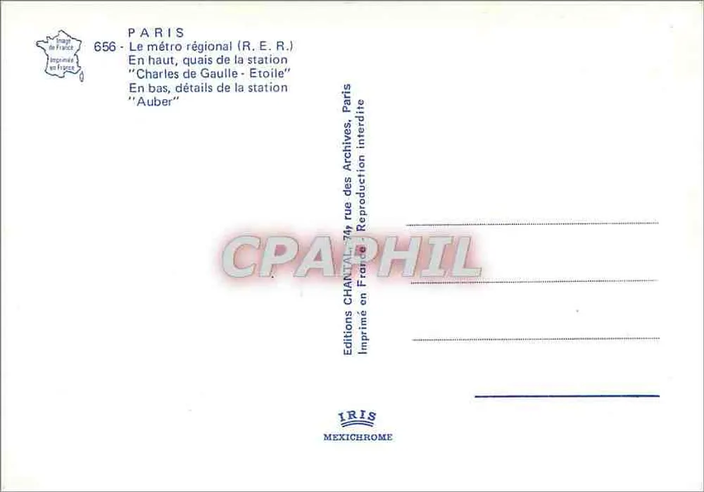Der R.E.R. in Paris — Editions Iris Mexichrome, Nr. 656 - Rückseite