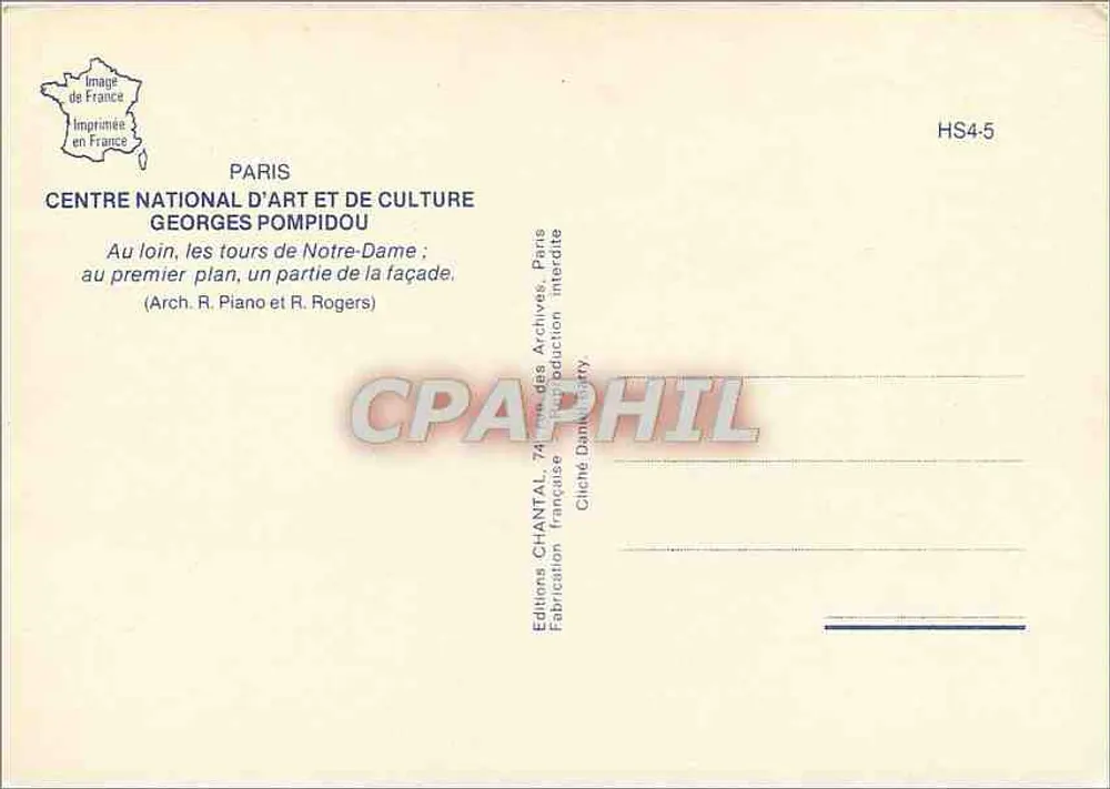 Notre-Dame de Paris — tours de la cathédrale et Centre Pompidou — Éditions CHANTAL - Verso