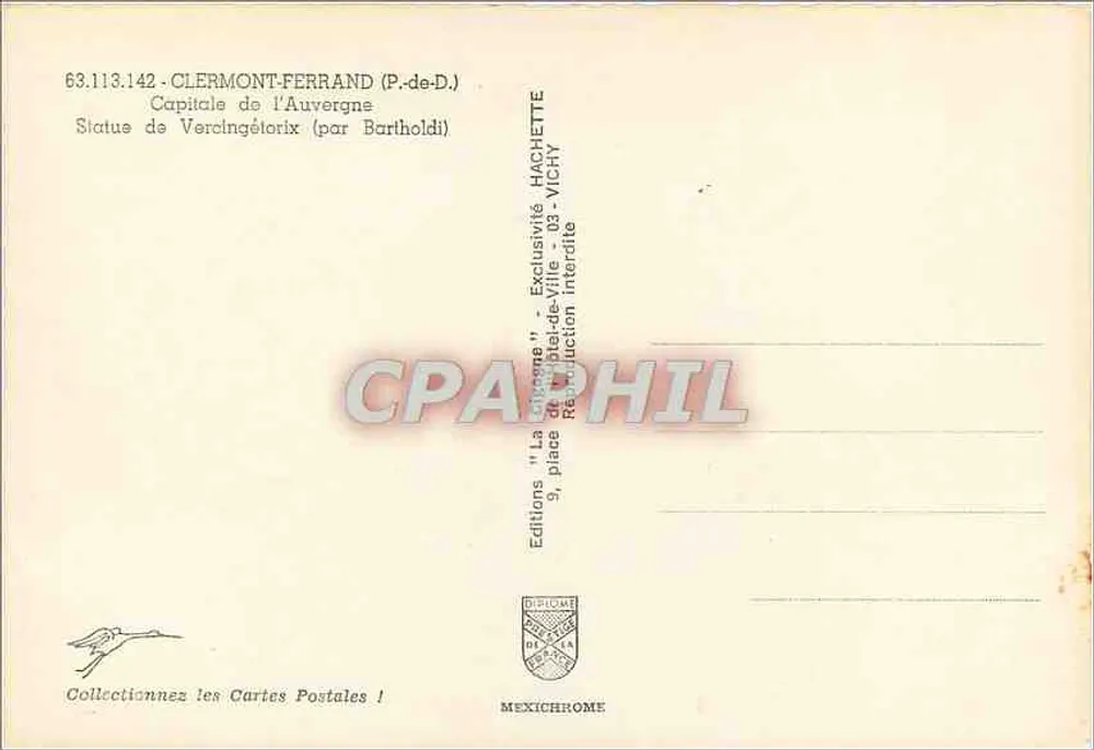 Estátua de Vercingétorix — Clermont-Ferrand — Edições Hachette - Verso