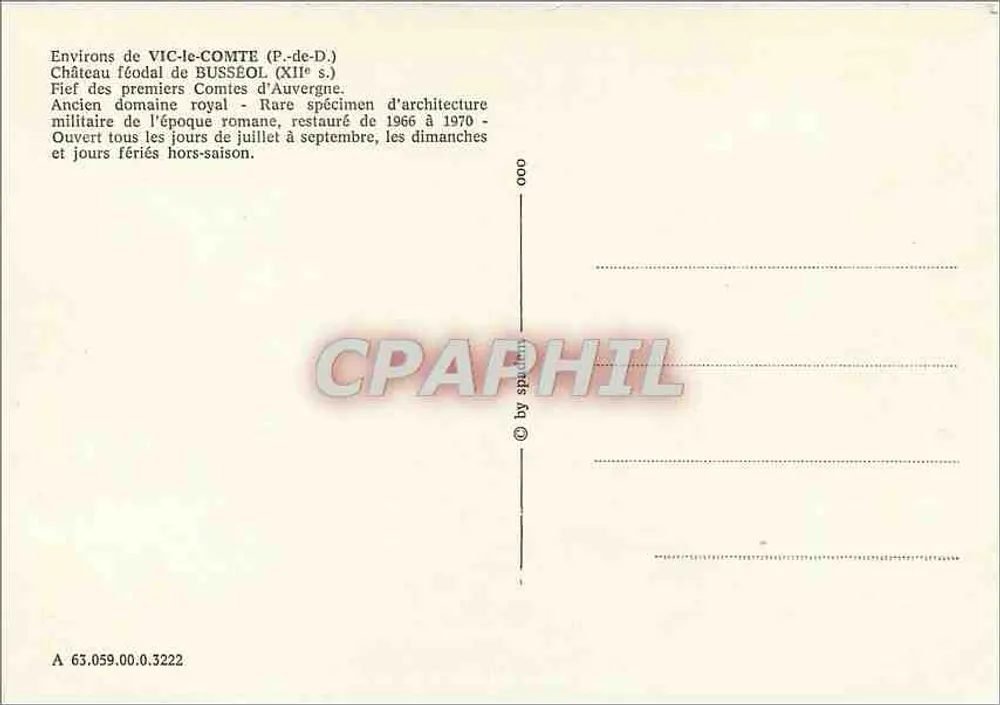 Castello di Busseol — Vicinanze di Vic-le-Comte (P.-de-D.) — A 63.059.00.3222 - Verso