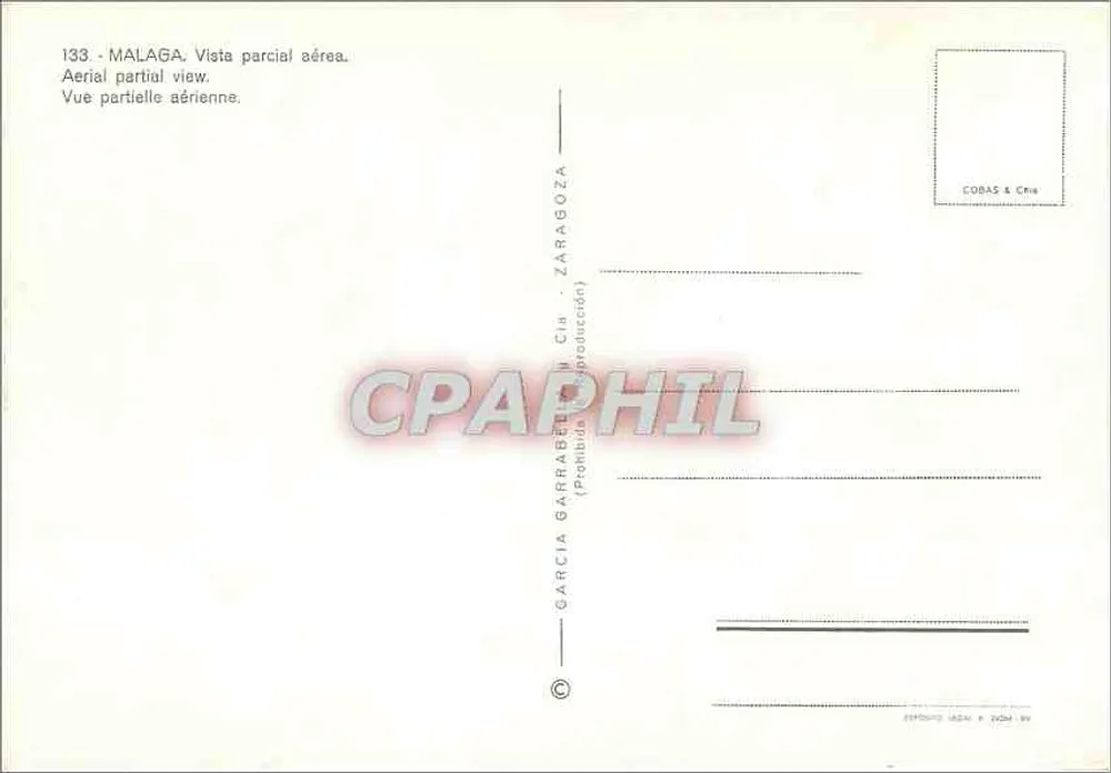 Málaga — vista aérea parcial — Garcia Garrabou & Cia, Zaragoza - Verso