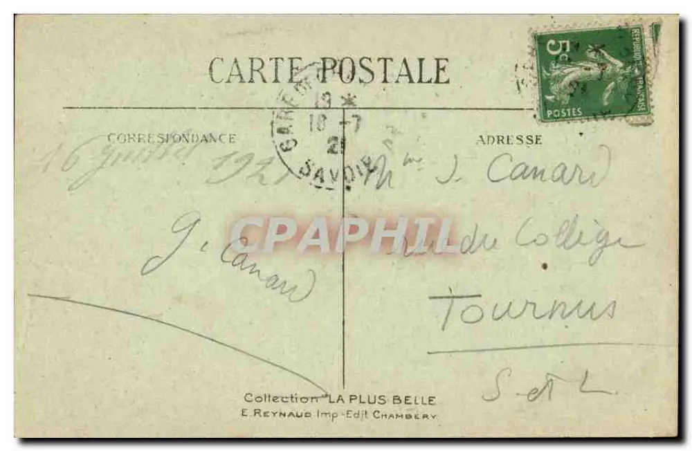 Chambéry — O Castelo — Torre do Donjon — Editor E. Reynaud, n° 691 - Verso
