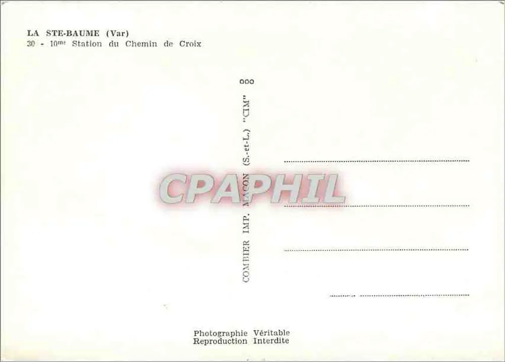 La Ste-Baume (Var) — 10ème Station du Chemin de Croix — Imp. Macon - Verso