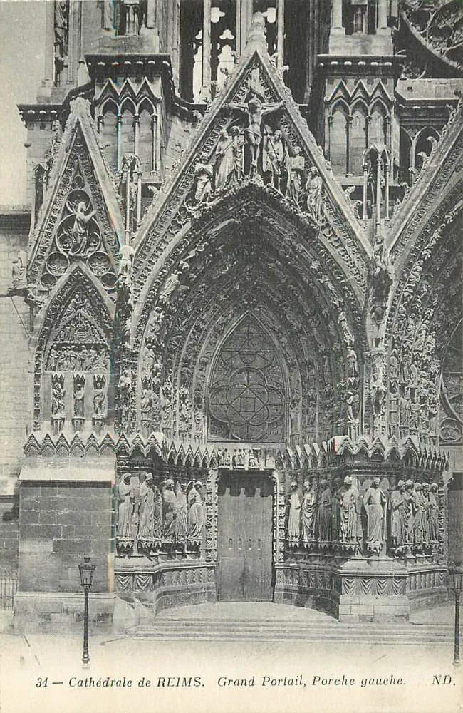 Kathedrale von Reims — Großer Portal, linkes Portal — ND. - Vorderseite