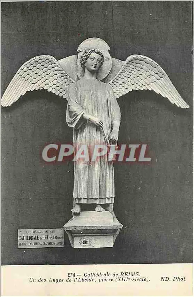Kathedrale von Reims — Einer der Engel der Apse, Stein (13. Jahrhundert) — ND. Phot. - Vorderseite