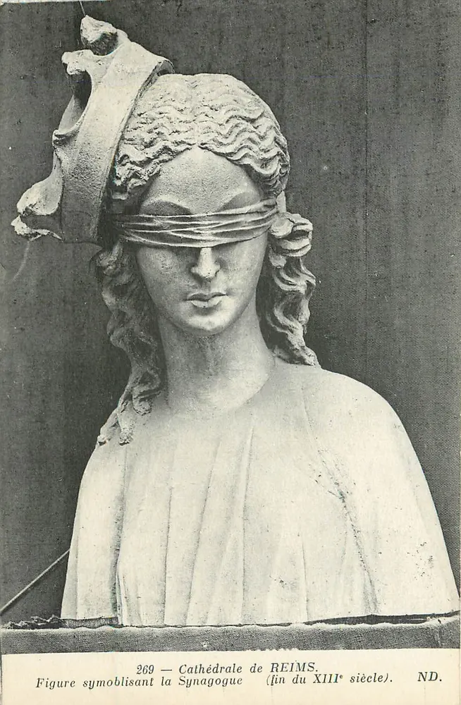 Symbolfigur der Synagoge — Kathedrale von REIMS — Ende des 13. Jahrhunderts — ND. - Vorderseite