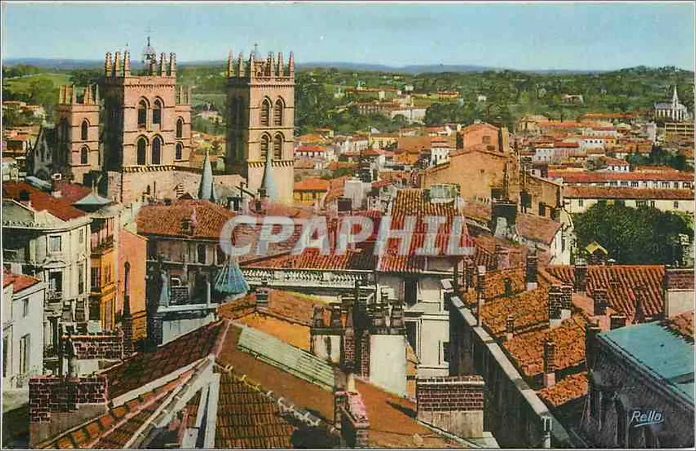 Vista de Montpellier — Catedral e telhados — editor Rella - Frente