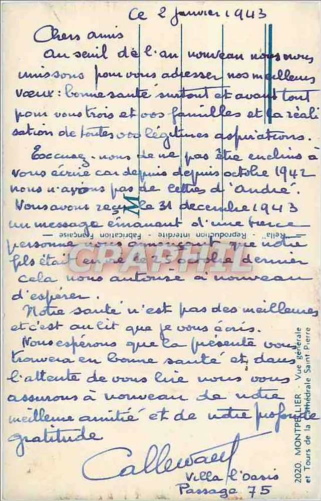 Vista de Montpellier — Catedral e telhados — editor Rella - Verso