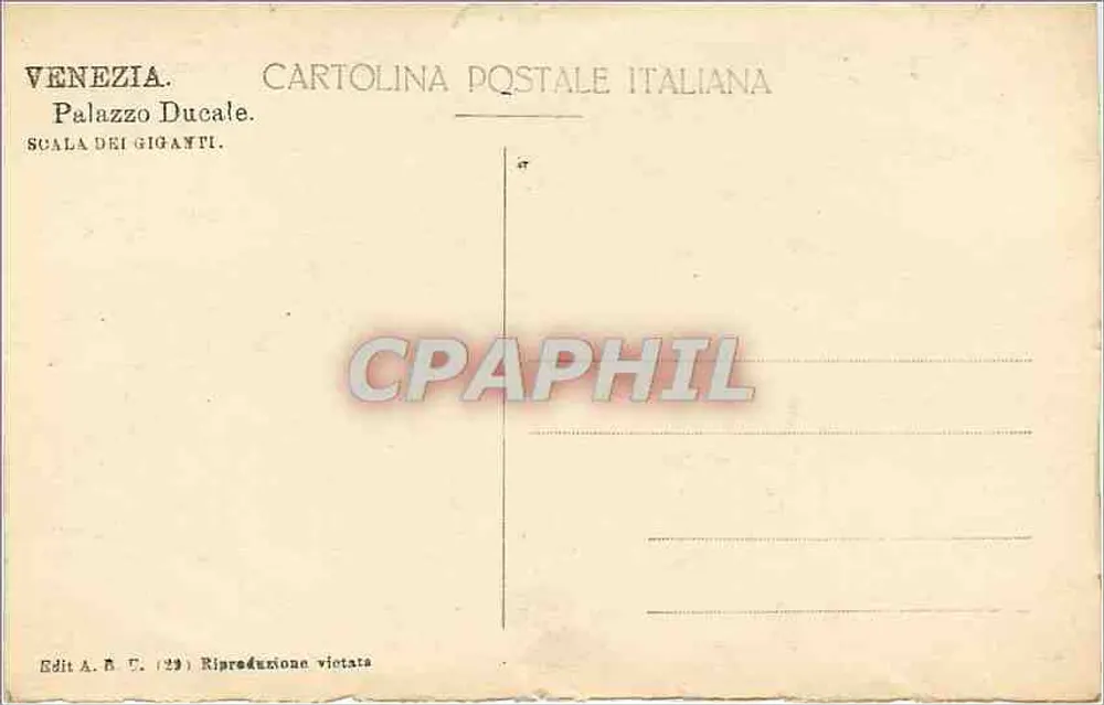 Vêneto — Palazzo Ducale, Scala dei Giganti — Cartolina Postale Italiana n° 47 - Verso