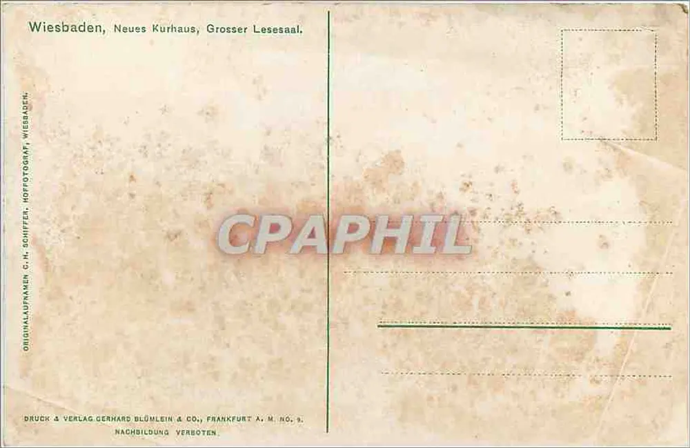 Wiesbaden, Neues Kurhaus, Grosser Lesesaal — éditeur G.H. Schiffel, n°9 - Verso