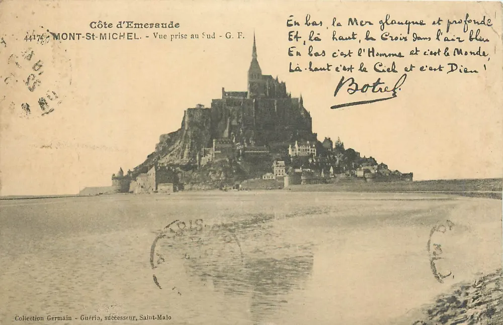 Mont-Saint-Michel — Ansicht vom Süden — G. F. — Sammlung Germain-Guérin, Nachfolger, Saint-Malo - Vorderseite