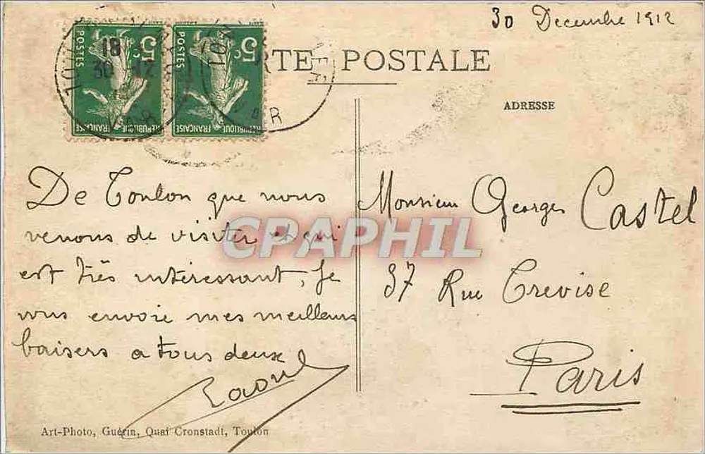 Toulon — Rada — Art-Photo, Guérin, Quai Cronstadt, Toulon - Rewers
