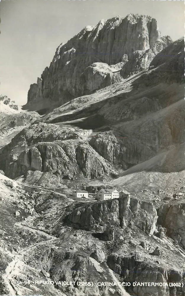 Refúgio Vaiolet (2255) — Catinaccio d'Antermoia (3002) — FOTOEDIZIONI GRECINA COFIA - Frente