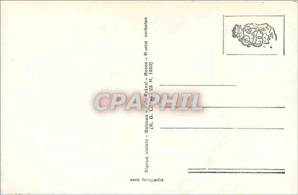Bozen gg. die Mendel — Panorama — Riprod. vielasta — Bozen — Foto-Fränzl — N. 25 — (R. D. L. 1950) - Verso