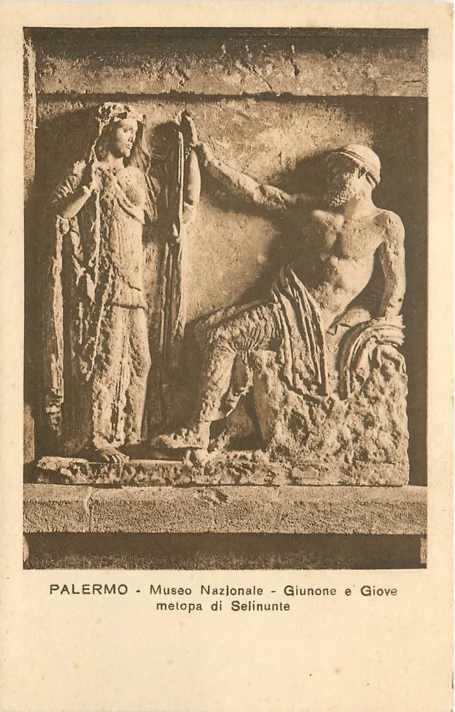 Palermo - Nationalmuseum - Juno und Jupiter - Metope von Selinunte - Vorderseite