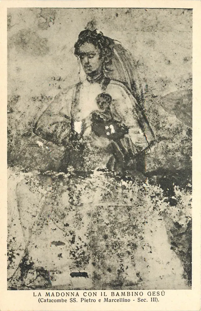 Die Madonna mit dem Kind Jesus — Katakomben der Heiligen Petrus und Marcellinus, 3. Jahrhundert - Vorderseite