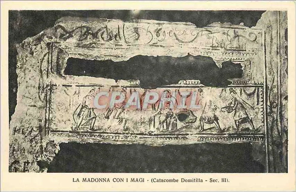 La Madonna con i Magi — Catacombe Domitilla, Sec. III — Tip. S. Lega Eucaristica - Recto