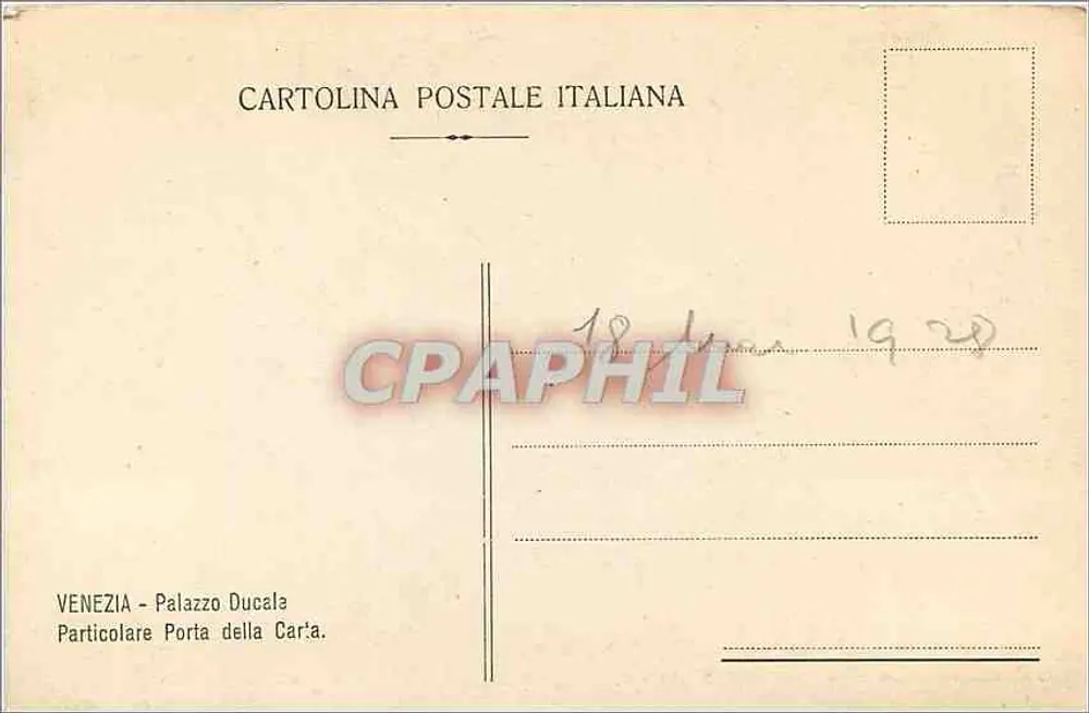Venedig - Palazzo Ducale - Tür der Karte — italienische Postkarte - Rückseite