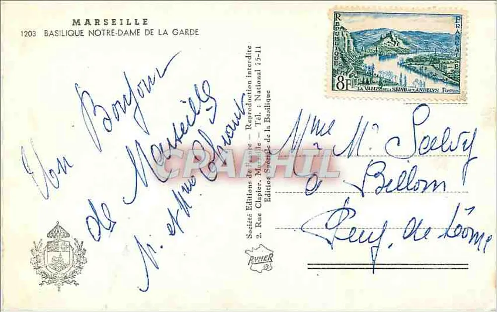 Marseille — Basílica Nossa Senhora da Guarda — Sociedade Edições da França - Verso
