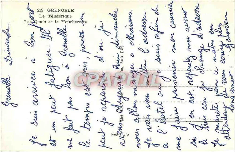 Grenoble — O Teleférico e o Mouchevot — Cap - Verso