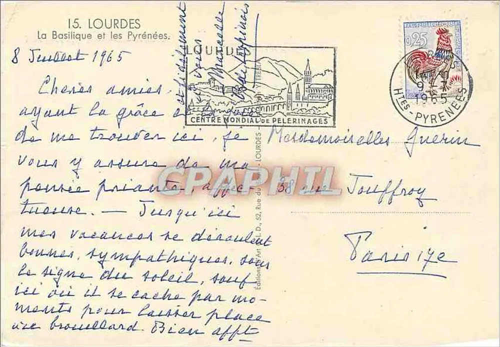 Trebik — Vista da basílica e do paisagem — Edições Art D. Lourdes - Verso