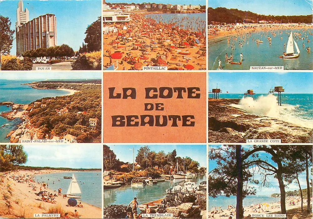 A Costa da Beleza — vista panorâmica de Royan, Pontaillac, Naouzan-sur-Mer, Saint-Palais-sur-Mer, La Palmyre, La Tremblade, La Grande Côte, Ronce-les-Bains — editor Art de la Méridionale, n° 59 - Frente