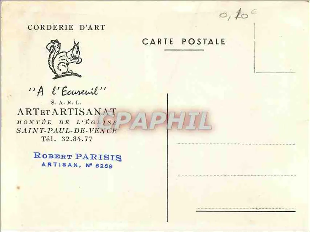 Art et Artisanat — Corderie d'Art 'A l'Ecureuil' — Saint-Paul-de-Vence - Verso