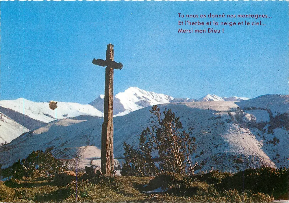 Croix de montagne — paisagem pirineu enneigada — Edição VAN-P. CHAMON, Lourdes - Frente