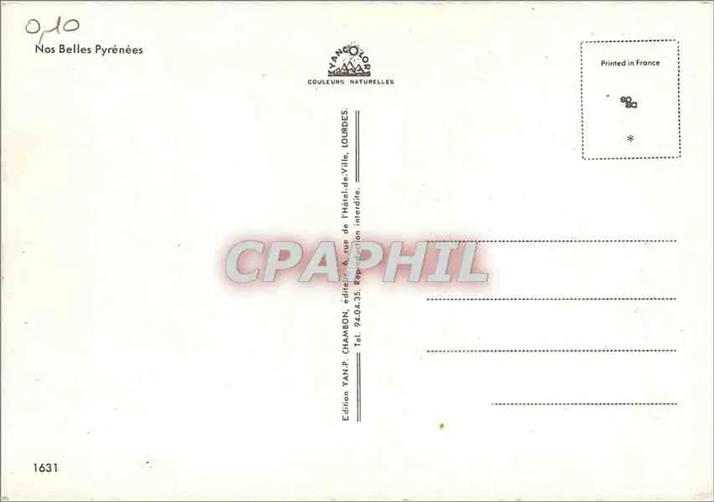 Croix de montagne — paisagem pirineu enneigada — Edição VAN-P. CHAMON, Lourdes - Verso