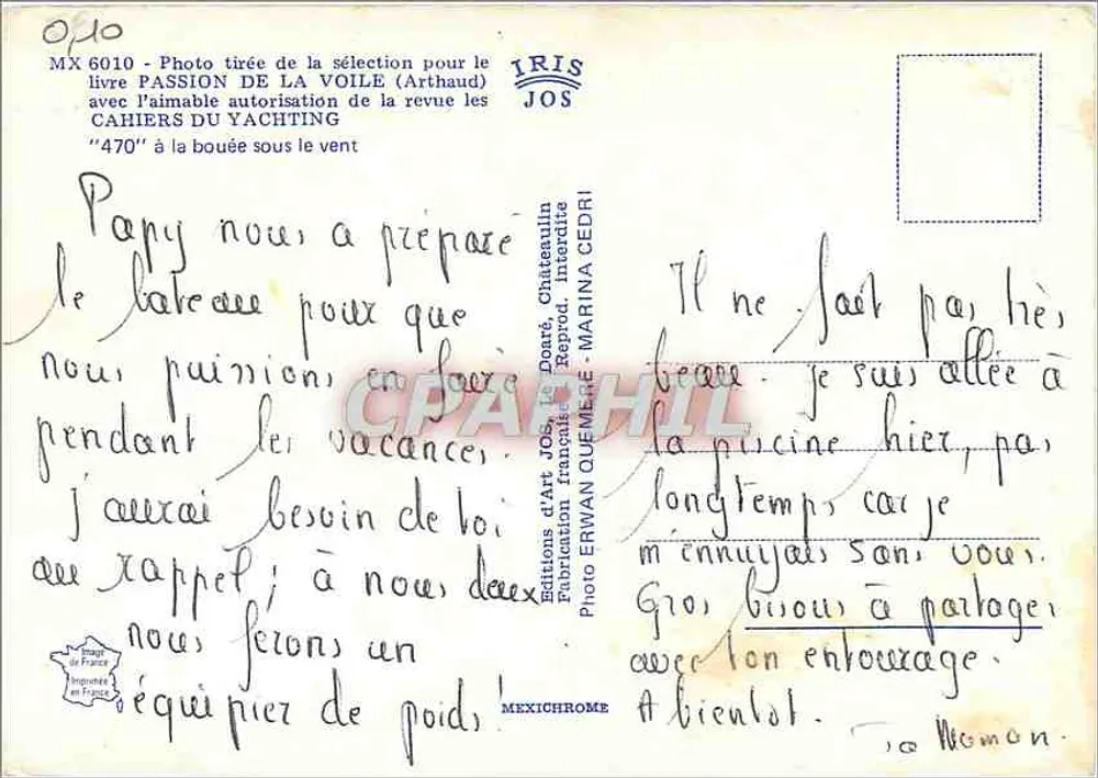 Regates de voile — Série de bateaux 470 — Éditions IRIS JOS - Verso