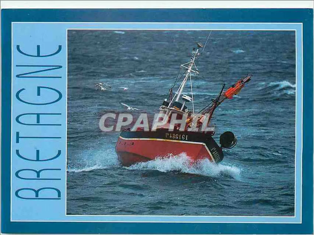 Barco de pesca no mar — Bretagne — Edições Art JACQUINNEC - Frente