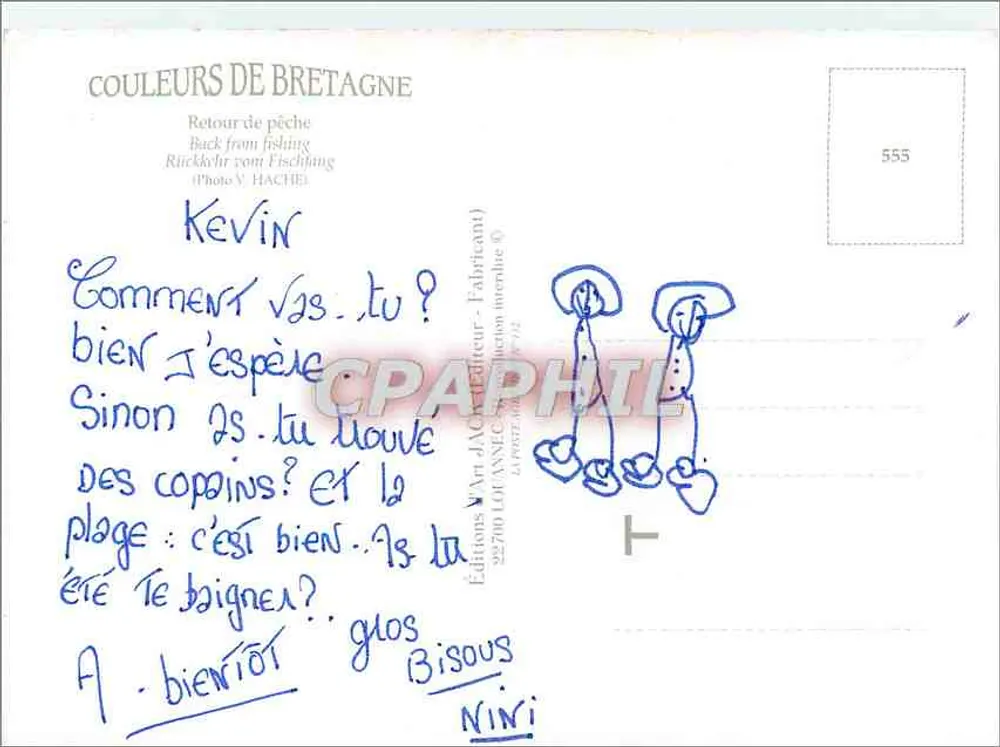Barco de pesca no mar — Bretagne — Edições Art JACQUINNEC - Verso