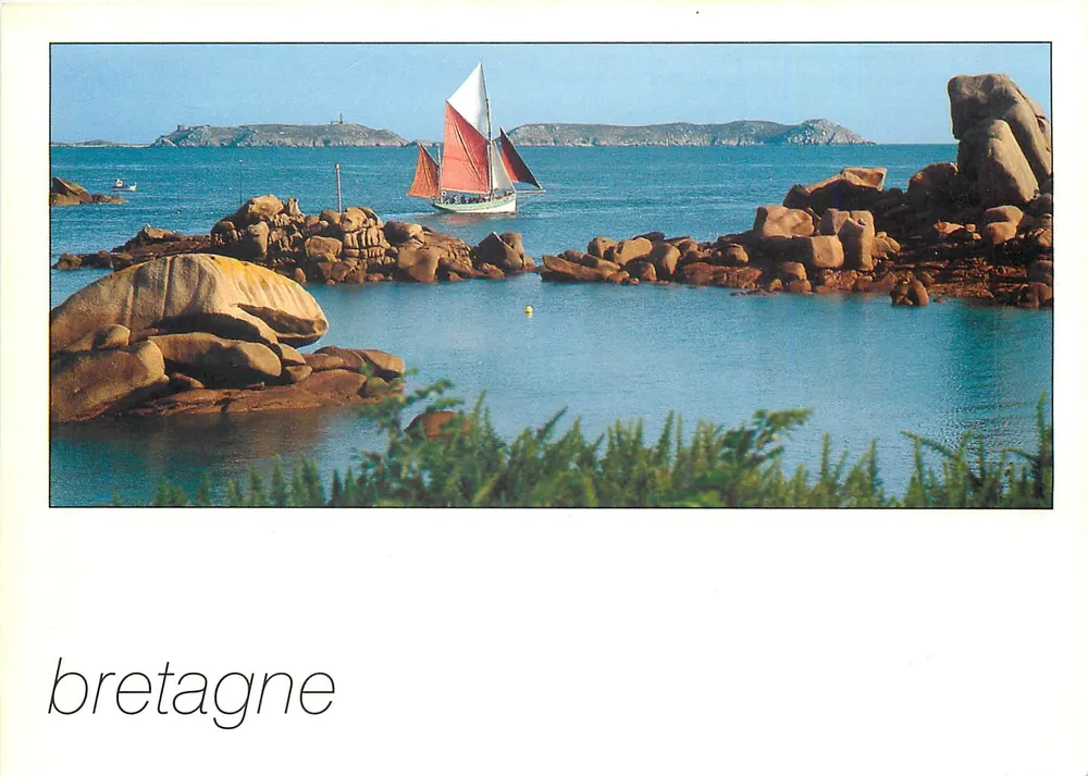 Bretagne — paysage côtier avec voile — Couleurs de Bretagne - Recto