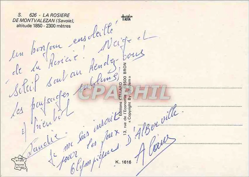 La Rosière de Montvalezan — Skistation — Éditions Céllard, n° S. 626 - Rückseite