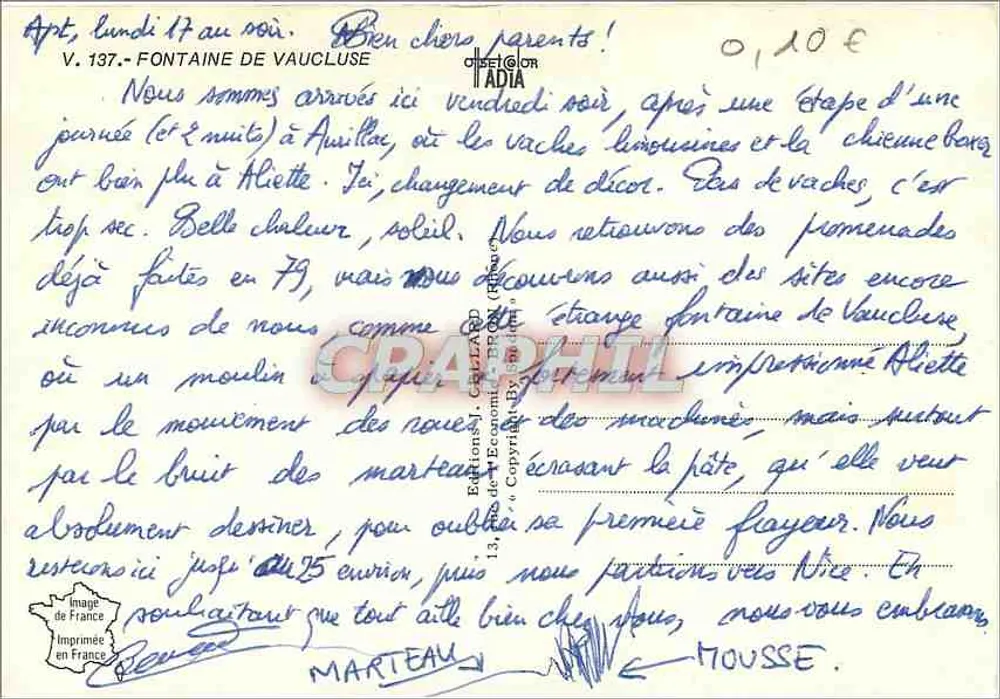 Fonte de Vaucluse — vista composta — Edições da França, n° V.137 - Verso