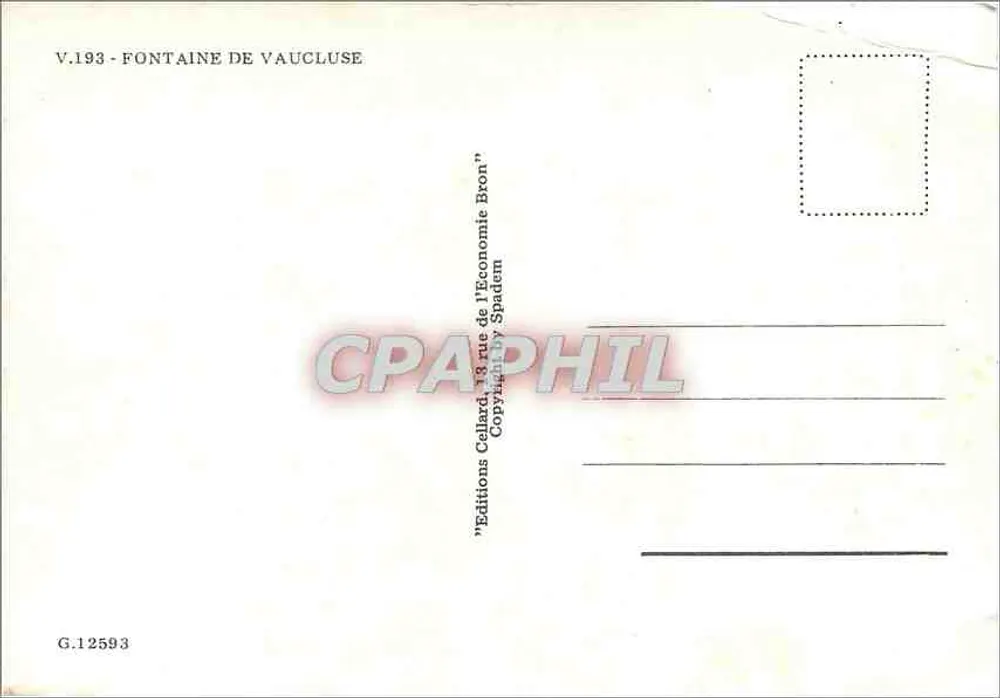 Fontaine de Vaucluse — Moinho de água — Edições Collard - Verso